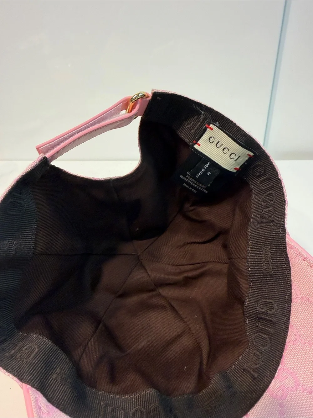 Used Pink GG monogram ball cap Gucci hat